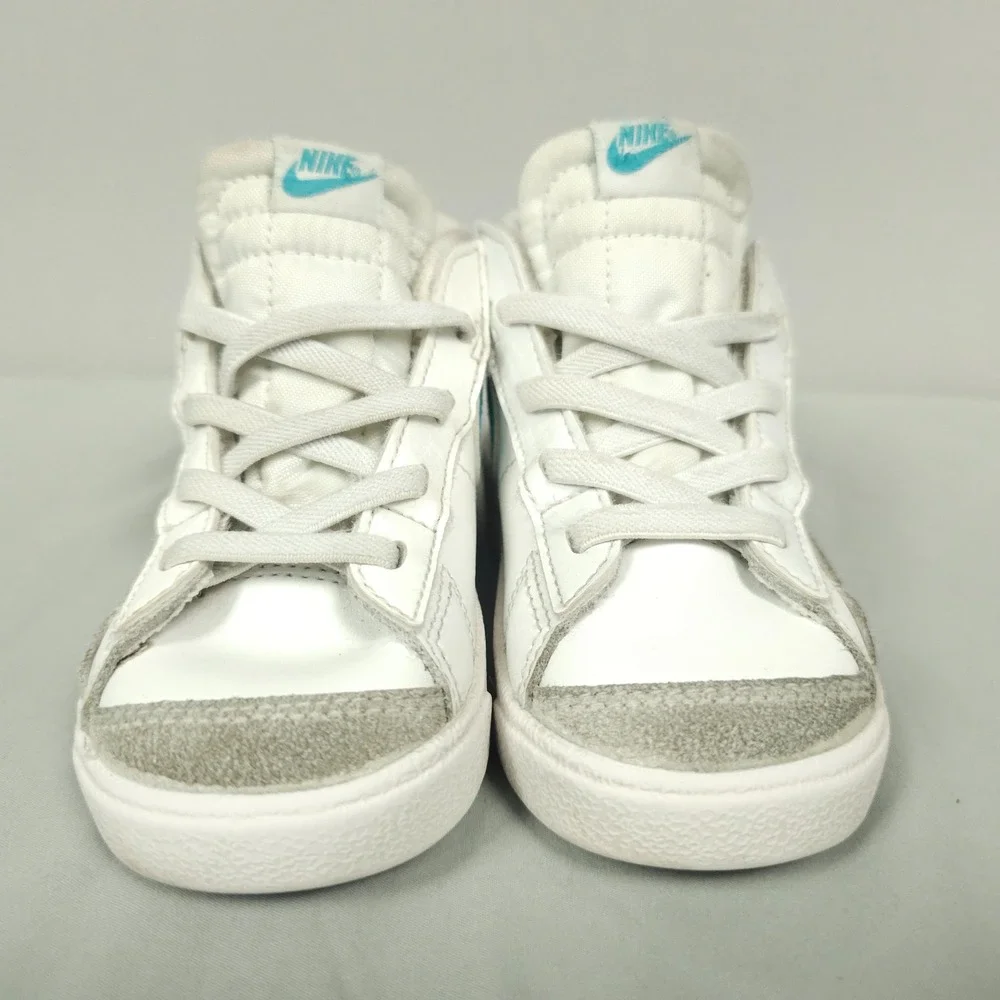 Nike Blazer Mid 77 Shoes TD Size 8C Toddler White Dusty Cactus Aqua Leather Mid